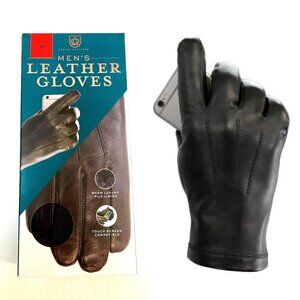 Fownes Leather Touch Screen Compatible Water Repellent Warm Gloves, Size M